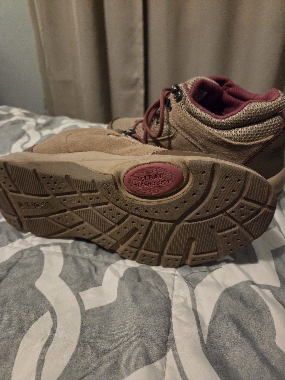 Vionic Tan Suede and Mauve Lace-Up Women's Hiking Boots-8.5 - Picture 7 of 8